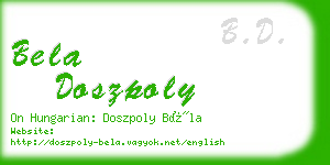 bela doszpoly business card